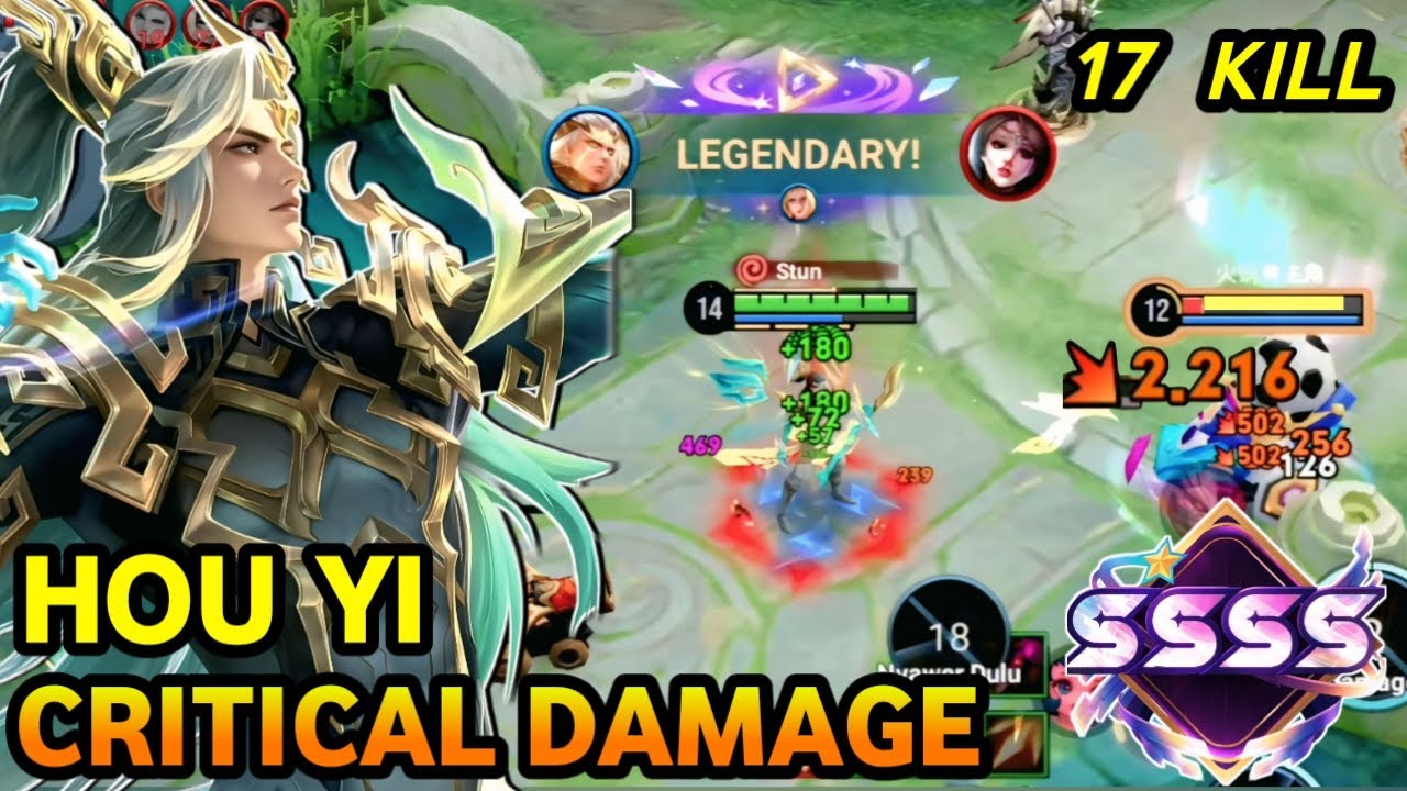 SSS 16.0 Hou Yi! Critical Damage 😱 MVP 17 Kills Ranked | HOK