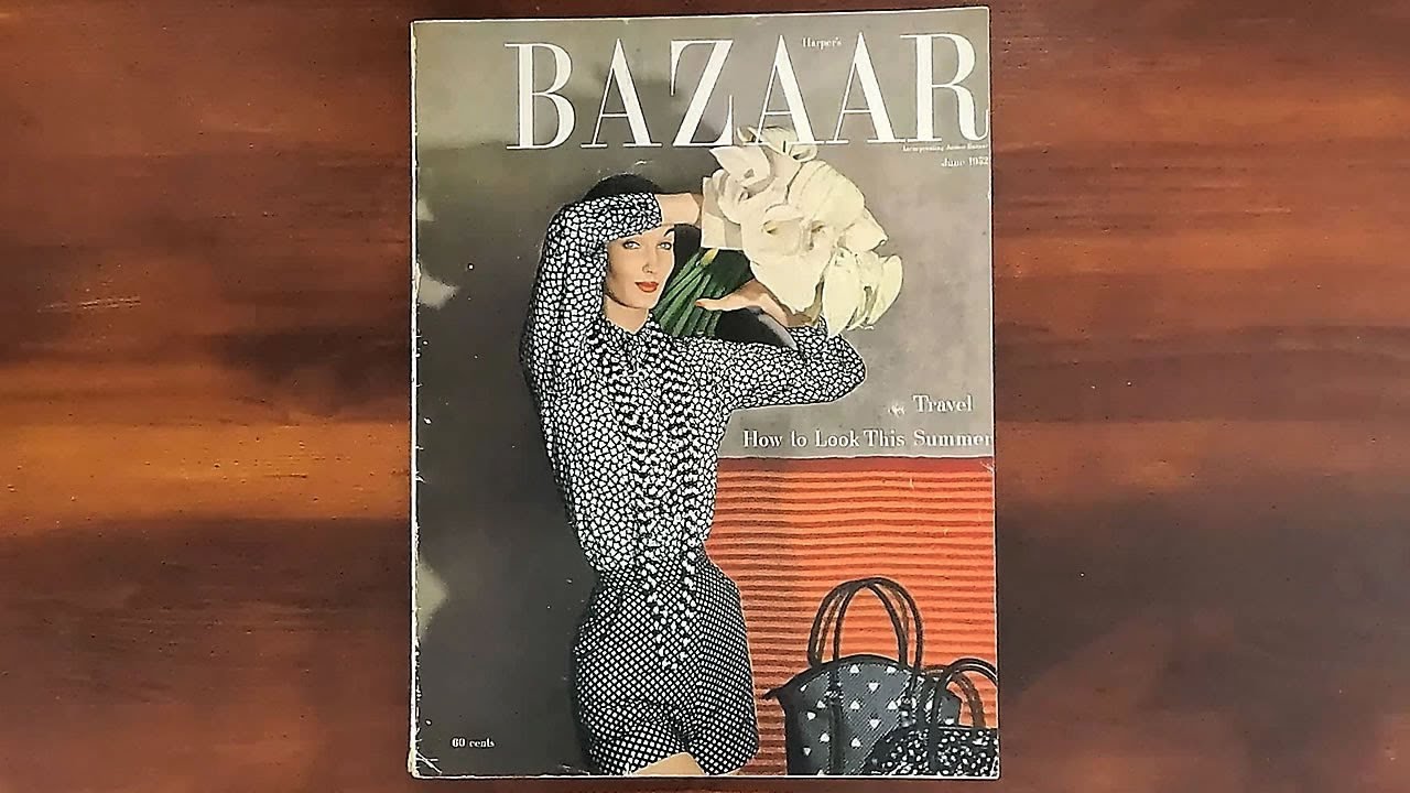 Harper's Bazaar June 1952 Travel, How to Look this Summer | ASMR Magazine Flip Through