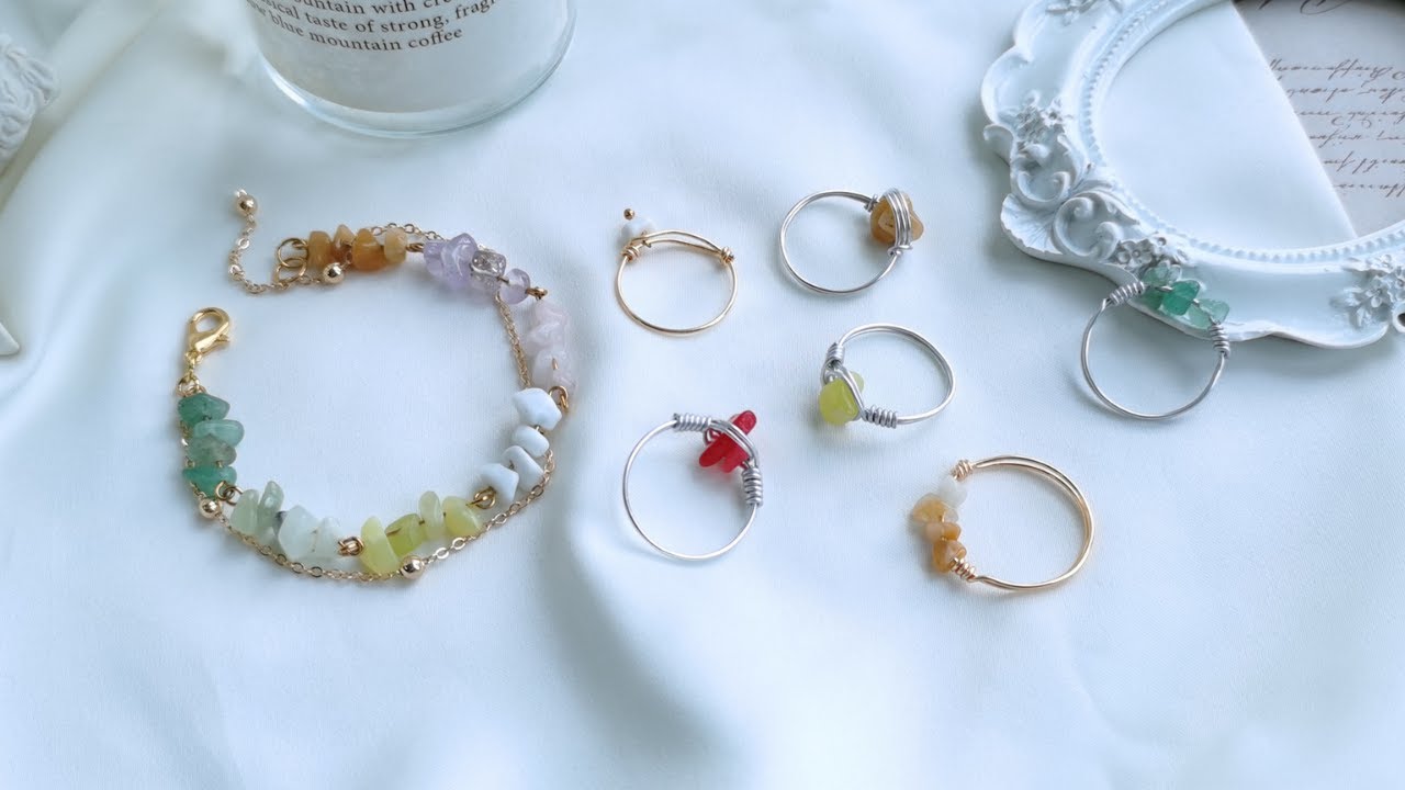 DIY Elegant Gemstone Chip Bracelet & Rings|Gemstone Jewelry|Fashewelry