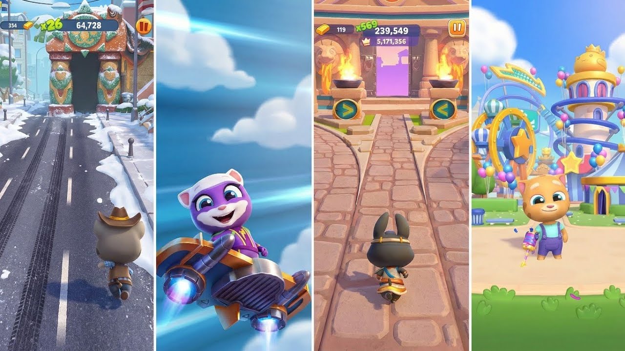 Talking Tom Gold Run,Talking Tom Blast Park,Talking Tom Hero Dash,Tom Time Rush - Android Gameplay