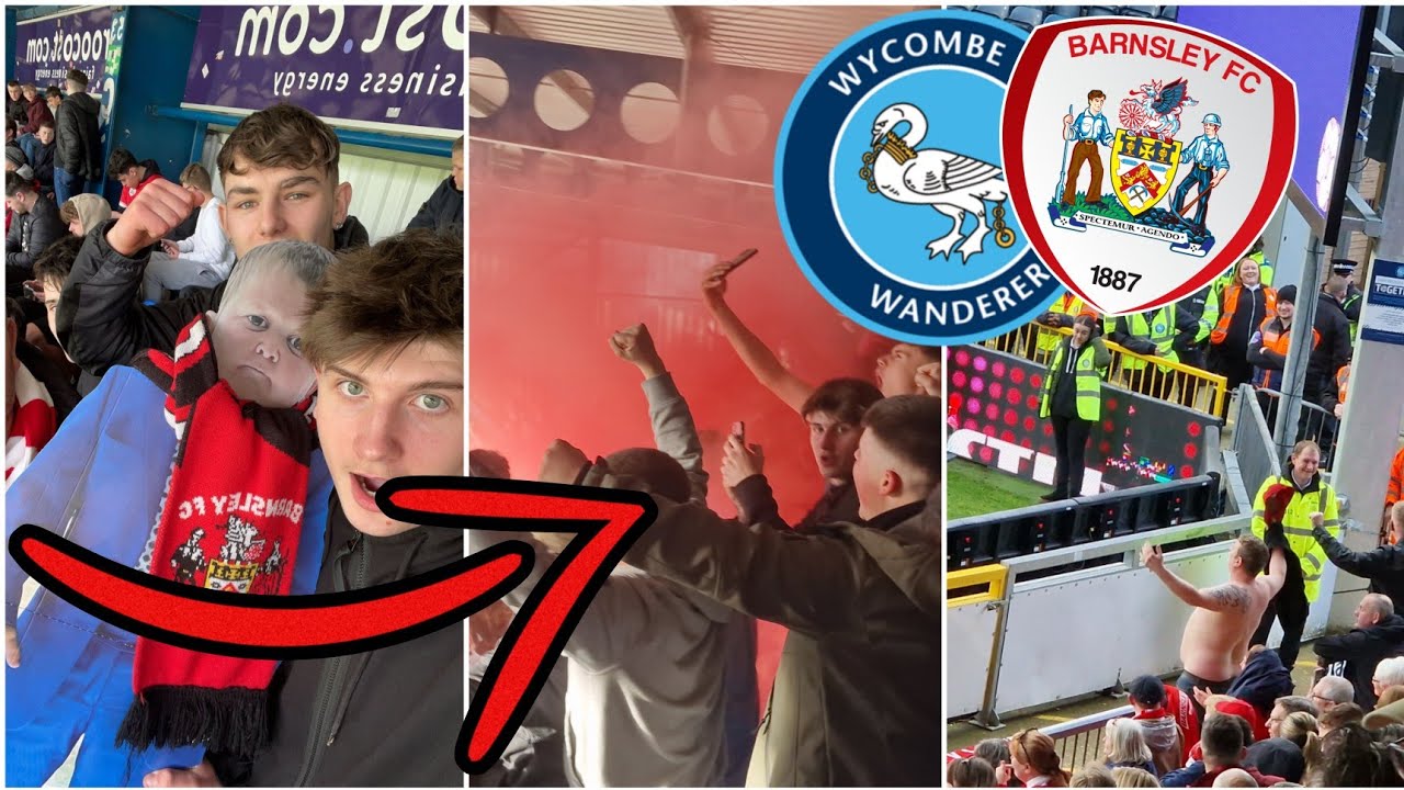 ABSOLUTE CARNAGE AT THE END, LIMBS PYROS + SCENES/ Wycombe Vs Barnsley Vlog!