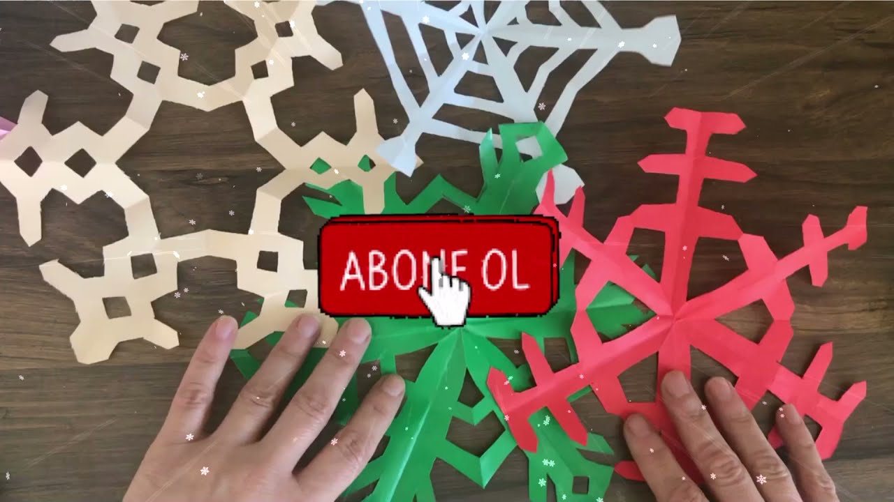 Kar tanesi kağıttan süsleme yapımı.Krigami Sanatı/Kolay 4 adet kar tanesi ,kağıt kesme