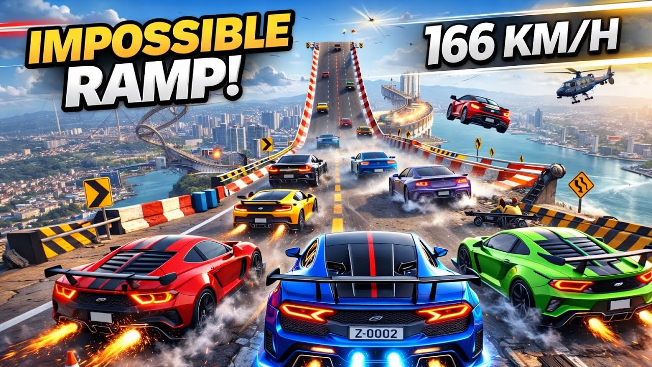Mega Ramp Racing Extreme Tracks Superhero Ramp Racing - Mega Car Ramp - Android Ios Gameplay