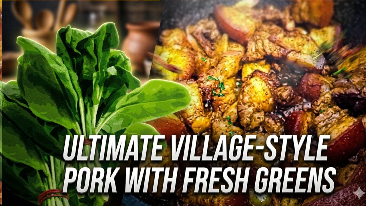 Ultimate village Style Pork With Greens | boiled pork with greens | indian Village pork Cooking
