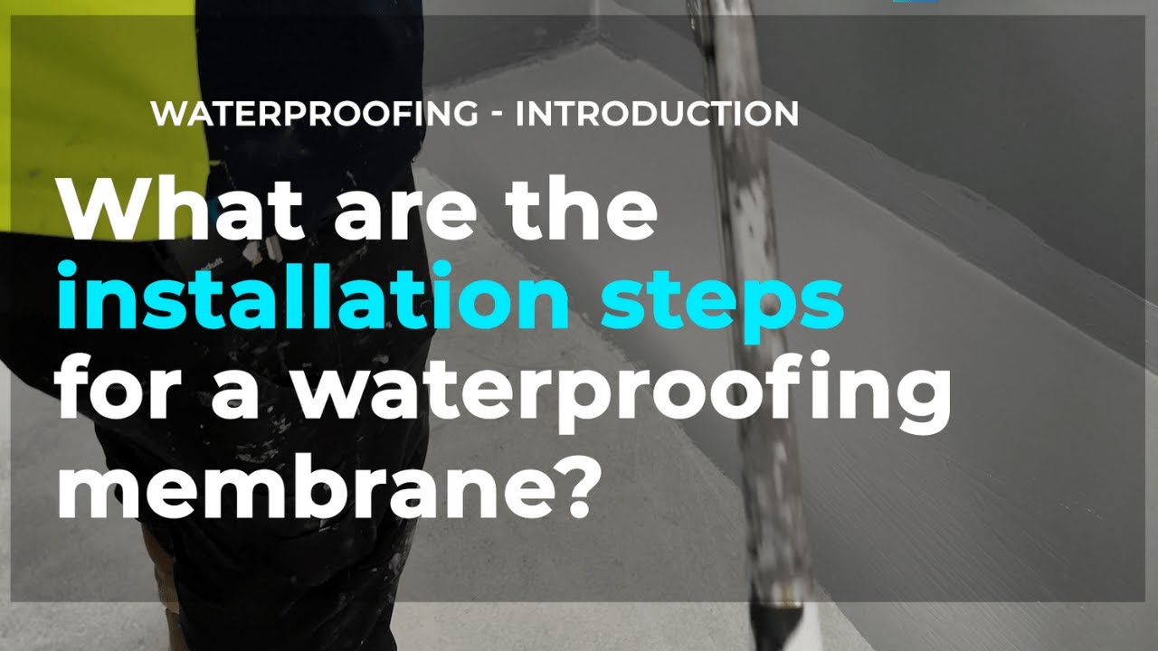What are the installation steps for a waterproofing membrane during building constructions?