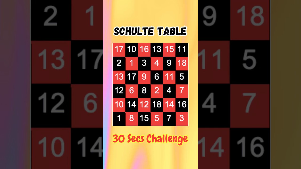 Schulte Table | 30 seconds Brain Challenge 🧠🧐