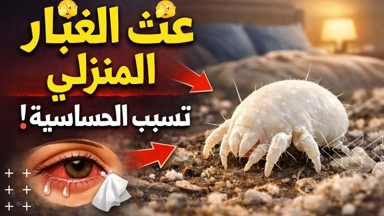 عثّ الغبار المنزلي في غرفة النوم 😱 حشرة بيضاء صغيرة تسبب الحساسية