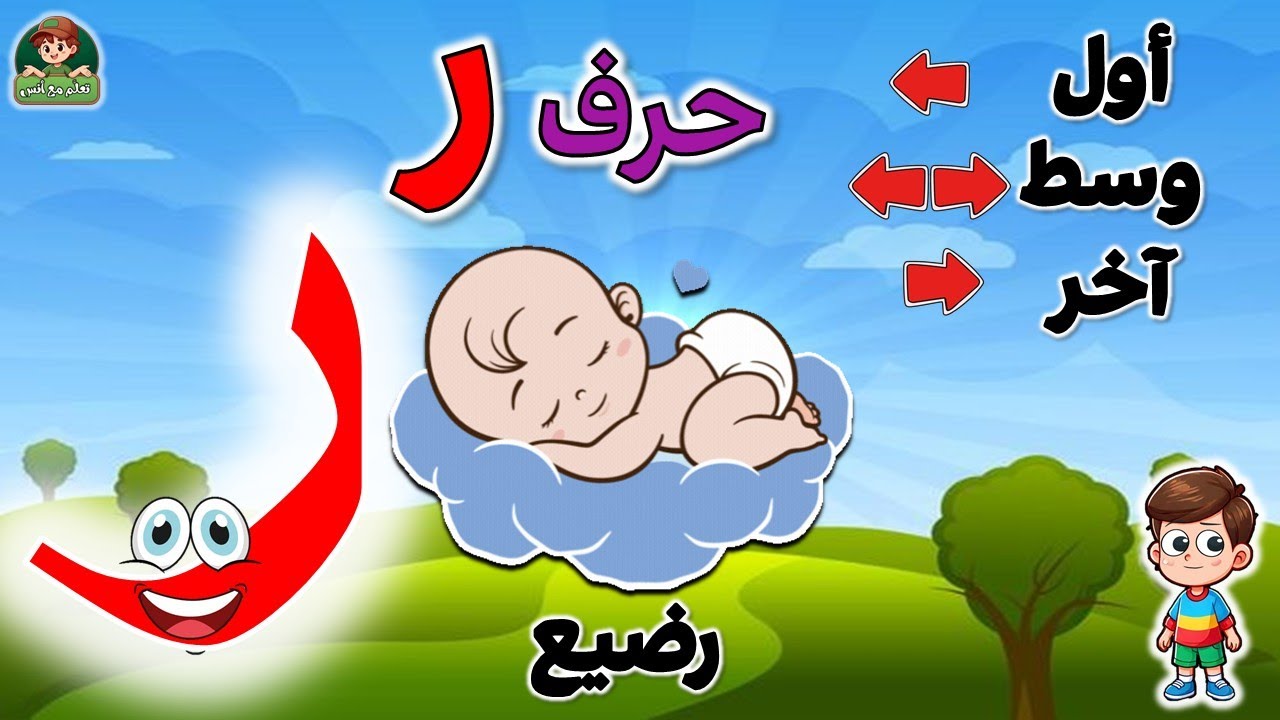 تعليم حرف الراء للأطفال 🦋 | حرف ر في أول ووسط وآخر الكلمة مع أمثلة ممتعة