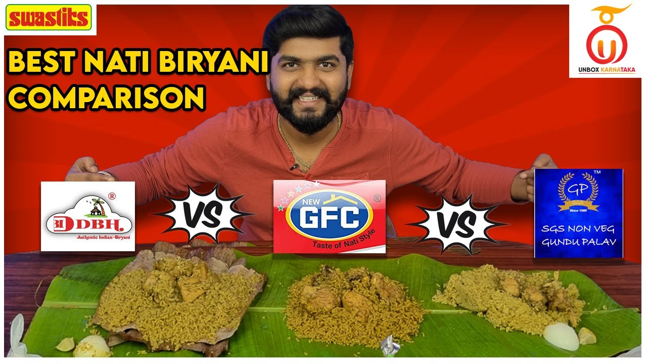 GFC vs SGS Gundu Pulav vs Chickpet DBH - Best Donne Biryani? | Kannada Food Review | Unbox Karnataka