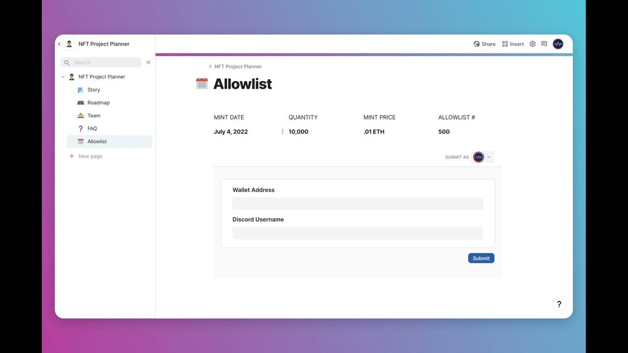 NFT Allowlist in Coda