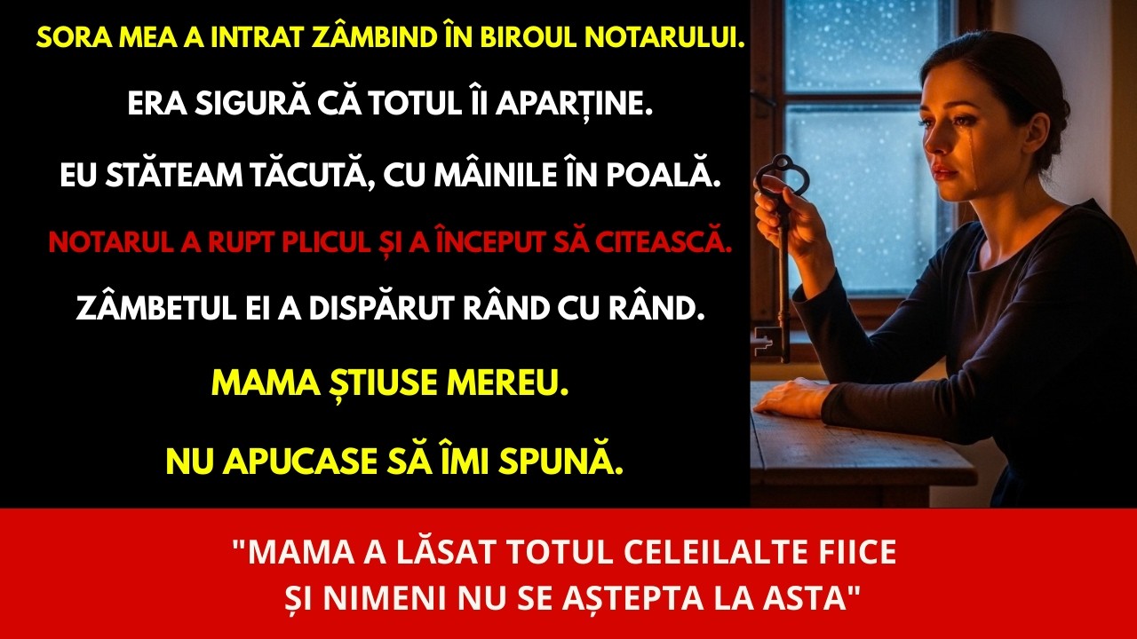 Sora mea spunea că totul e al ei.....până când notarul a deschis plicul