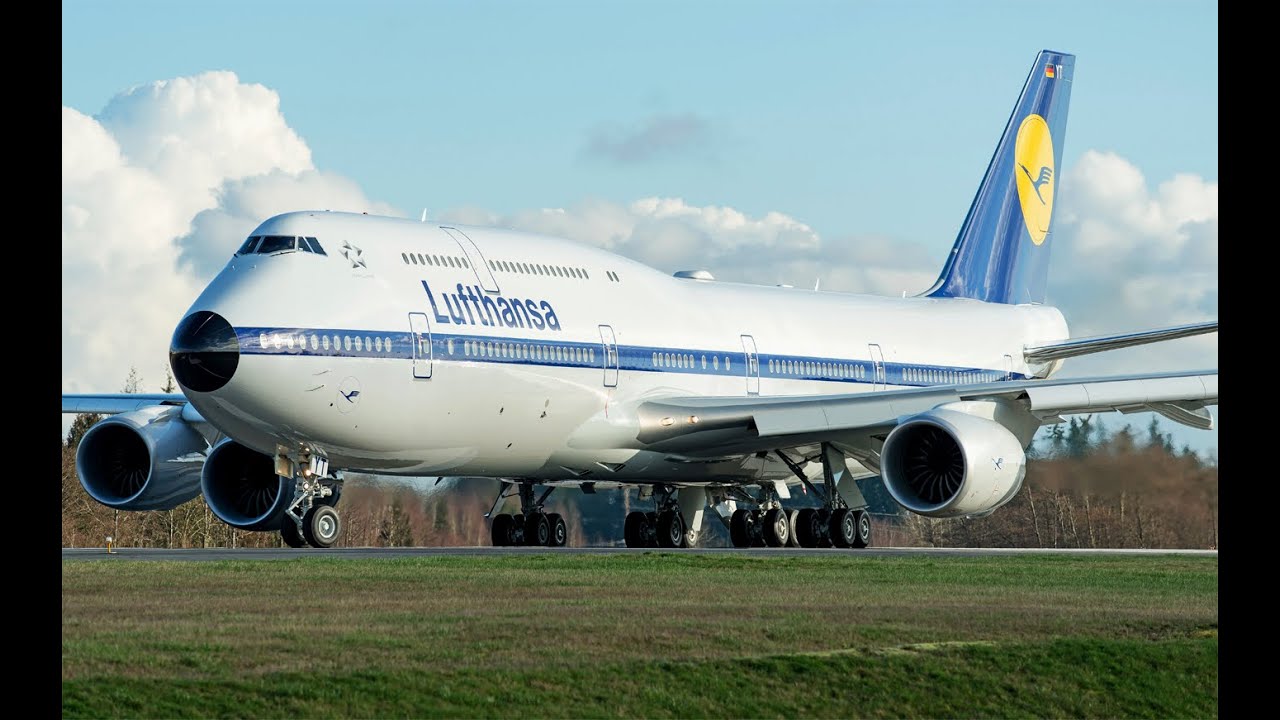 Lufthansa's latest Boeing 747-8I (D-ABYT) special colorful retro livery- first flight- HD-must watch
