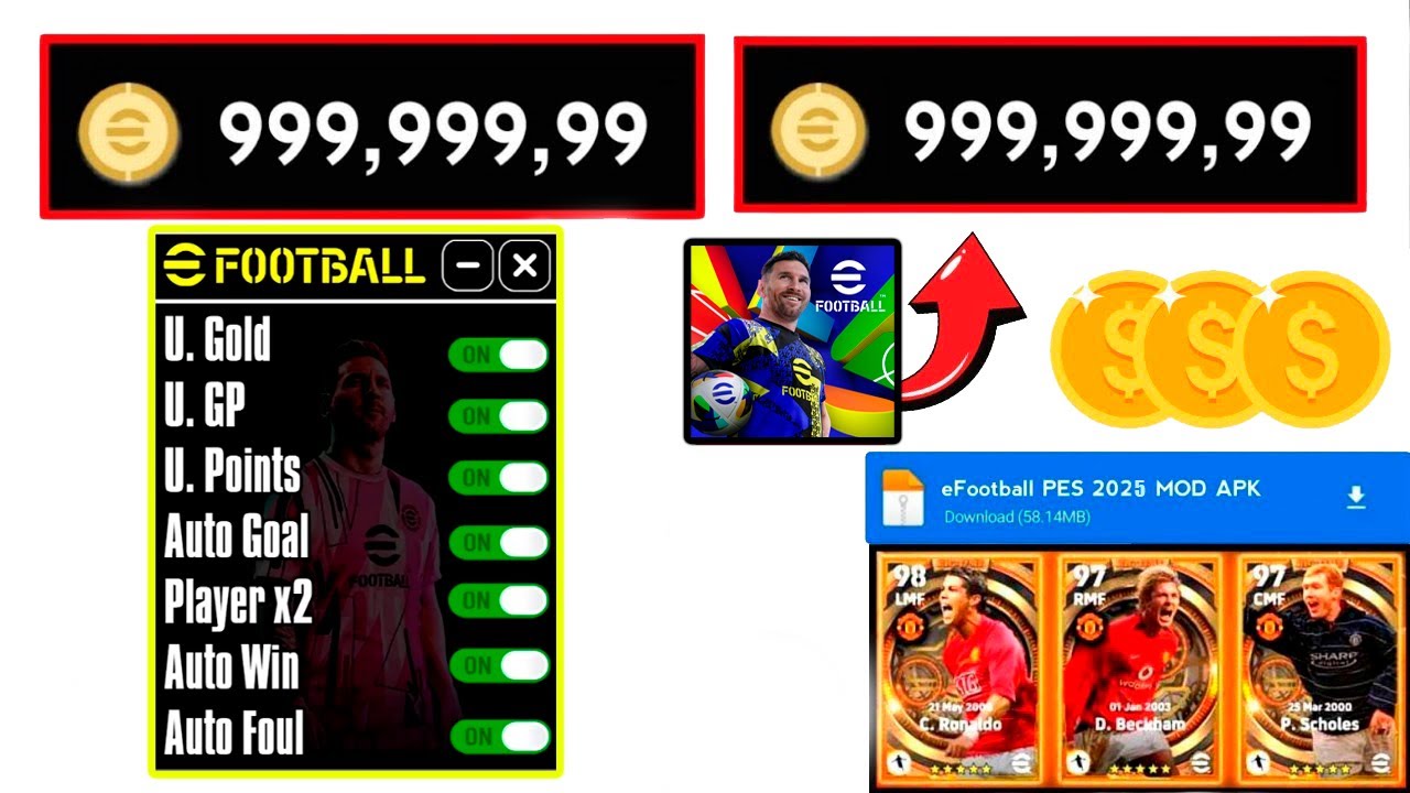 eFootball PES 2025 MOD APK v9.4.1 Gameplay (Unlimited Coins and Gp, Unlocked | PES 2024 MOD MENU