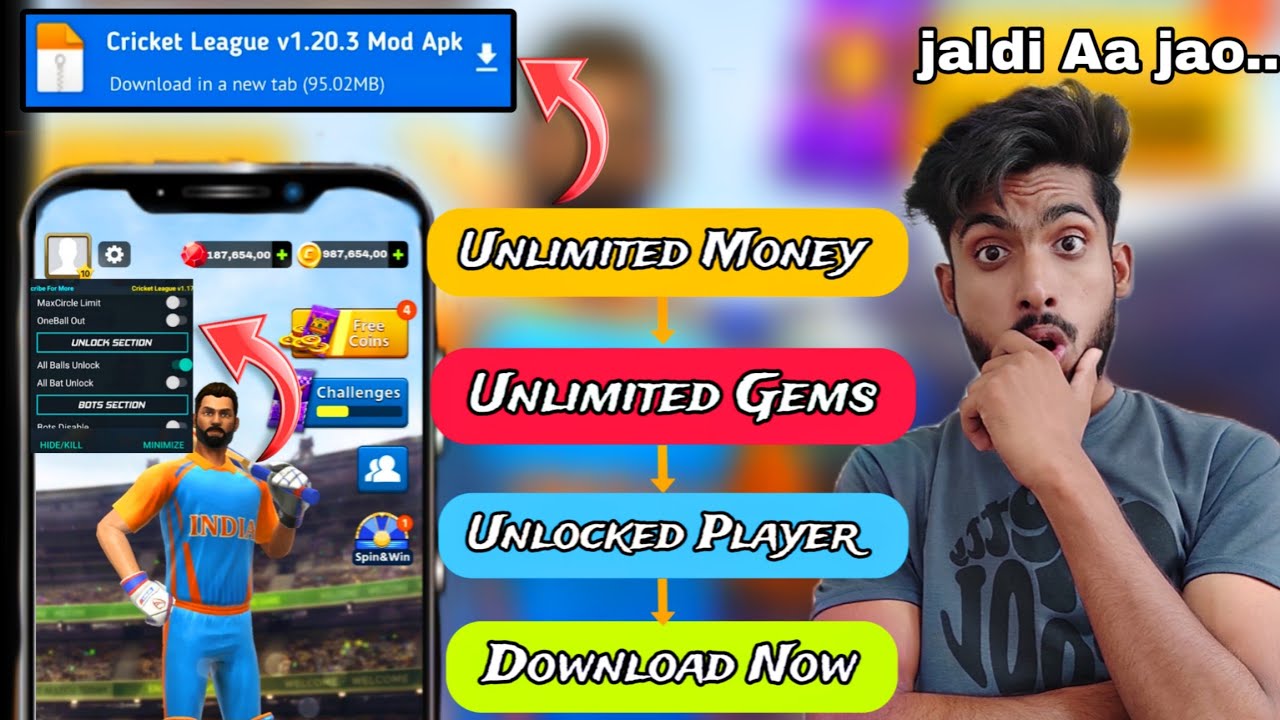 Cricket League Mod+Hack apk ||  How To Download Unlimited Money 💰 Gems 💎 Free Shopping 🛍️ Mod apk