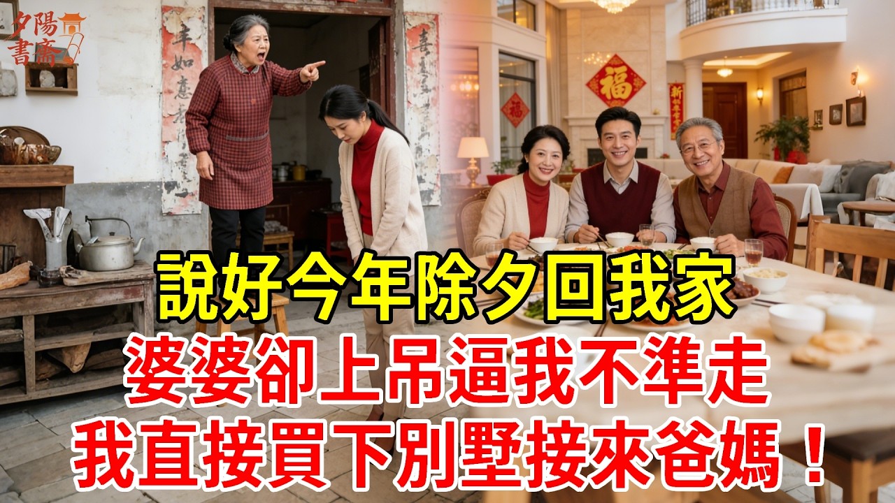 【優秀爽文】說好今年除夕回我家，婆婆卻上吊逼我不準走，我直接買下別墅接來爸媽！#為人處世#經驗#情感故事#戀愛#情感#婚姻#人生感悟
