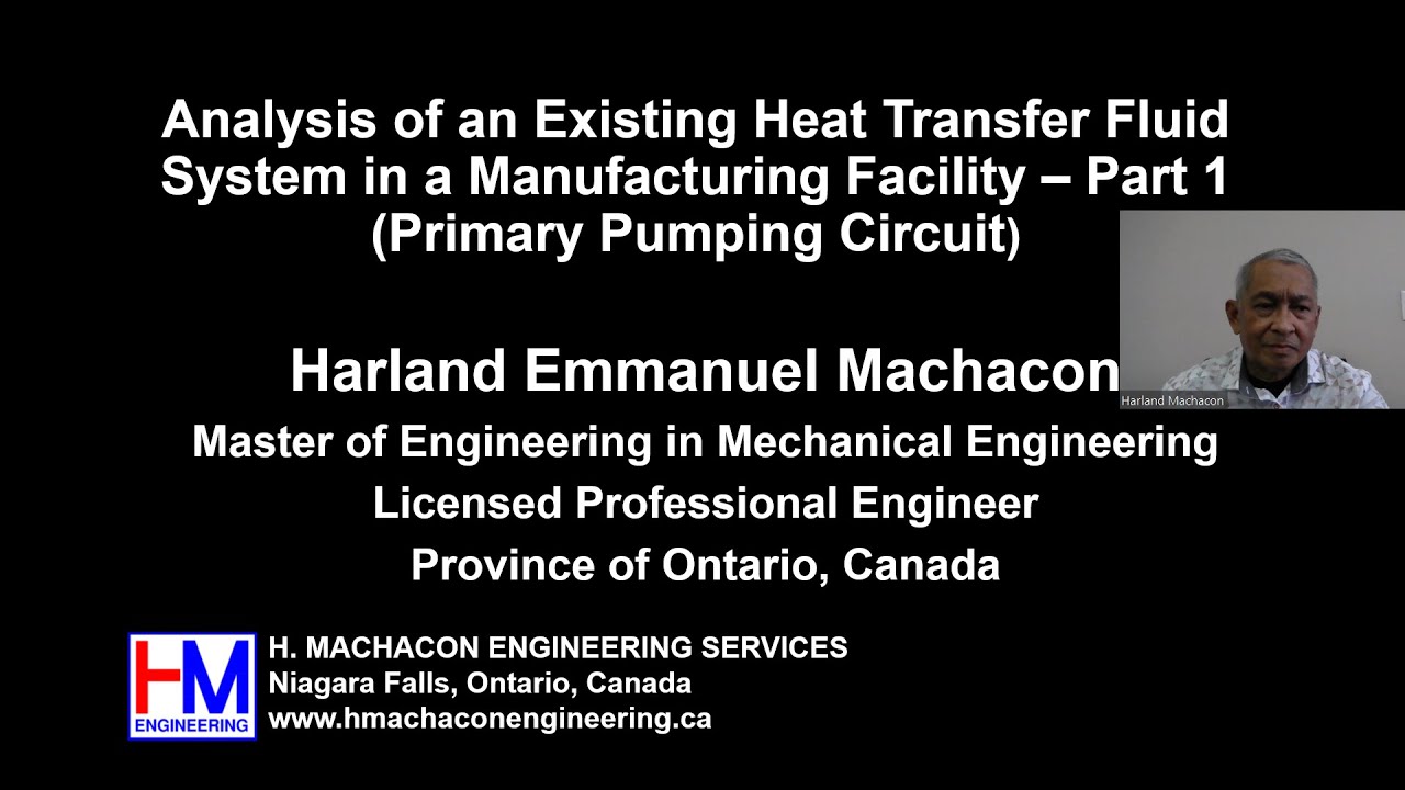 Analysis of An Existing Heat Transfer Fluid System in a Manufacturing Facility - Part 1 (Primary)