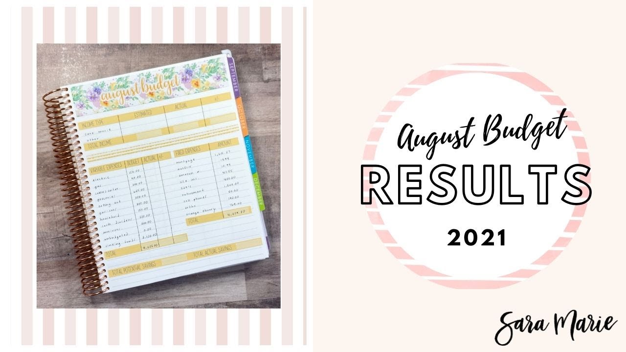 AUGUST 2021 Budget RESULTS | Sara Marie Stickers | EC Monthly | Paper and Pen Budget |