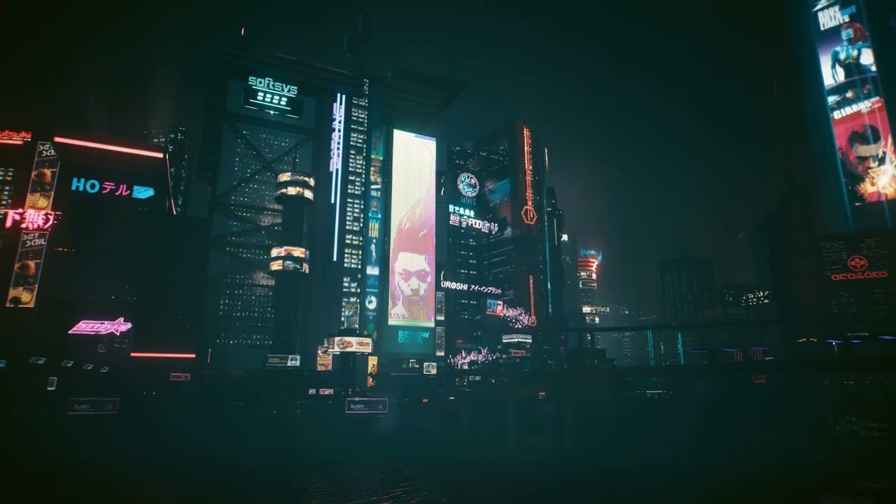 1 Hour of Rain in Night City