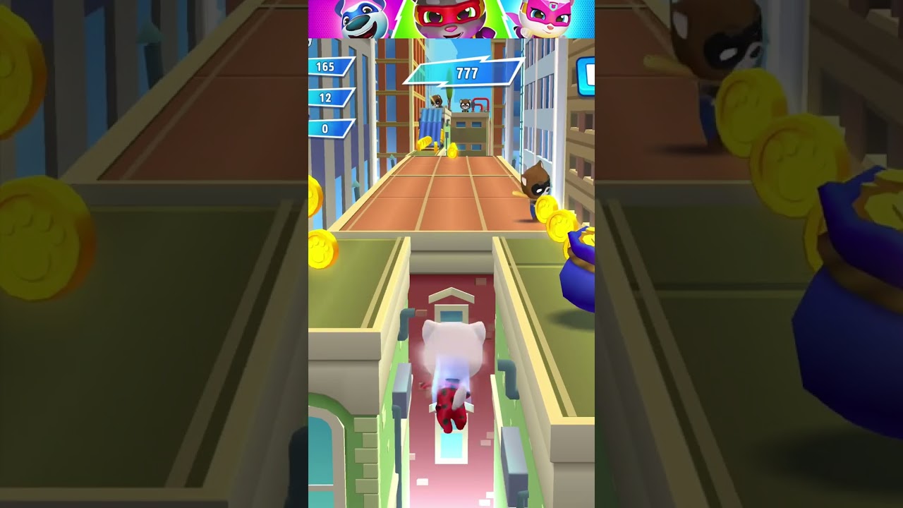 Talking Tom Hero Dash Talking Ben  - Ladybug Angela - Lightning Angela Funny Fails & Falls Moments