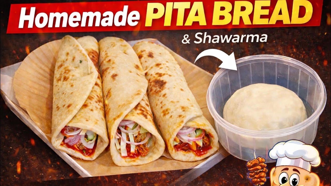 Homemade Pita Bread & Chicken Shawarma Recipe | Easy Arabic Street food at home