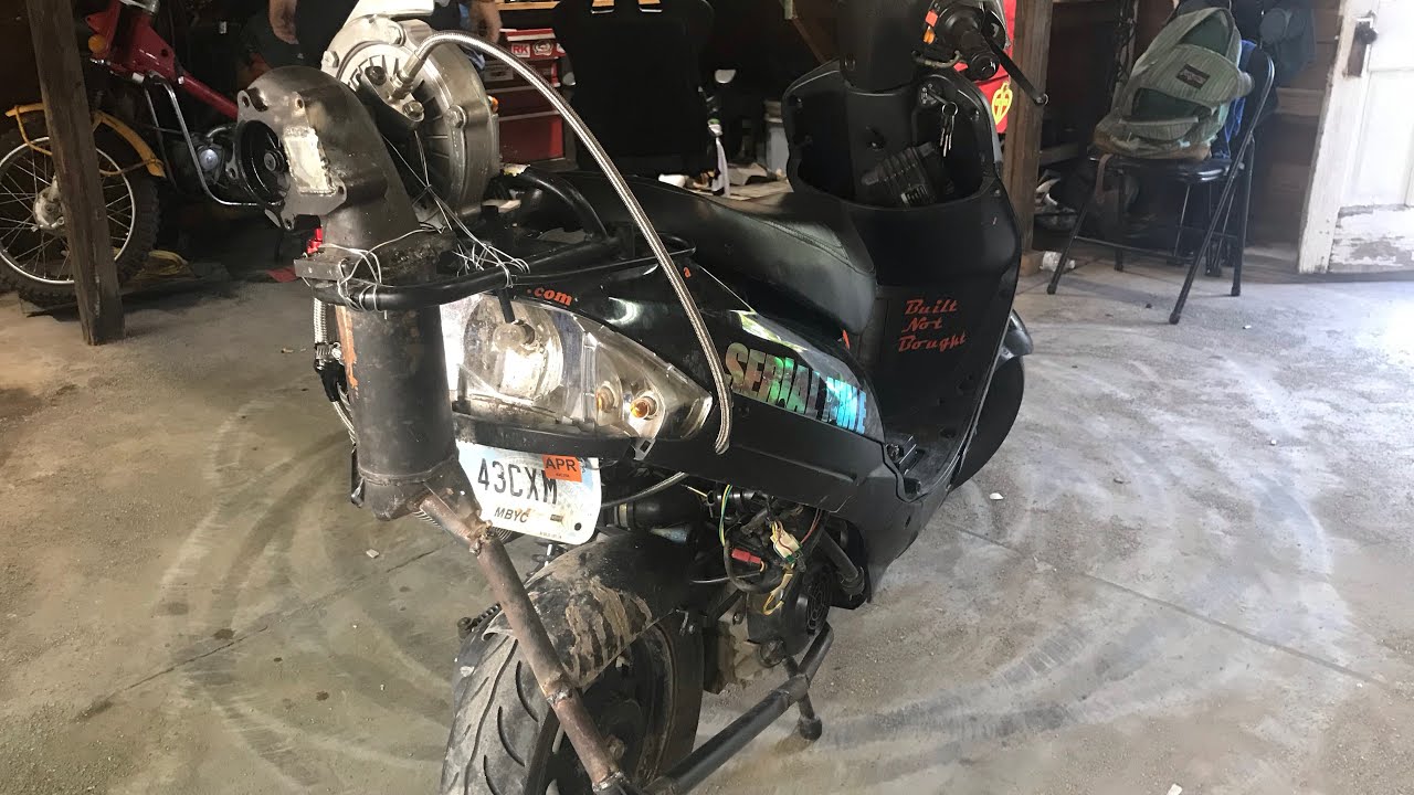 Turbo Tao Tao 50cc Moped abuse spools burnouts pulls wheelie review and build