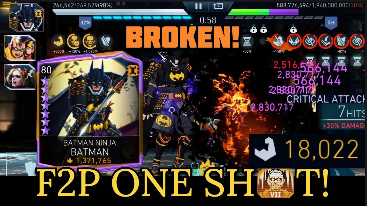 18K ATTACK Batman Ninja BATMAN still BROKEN!🔥 F2P ONE SHOT H7 On Ice Solo Raid in Injustice 2 Mobile