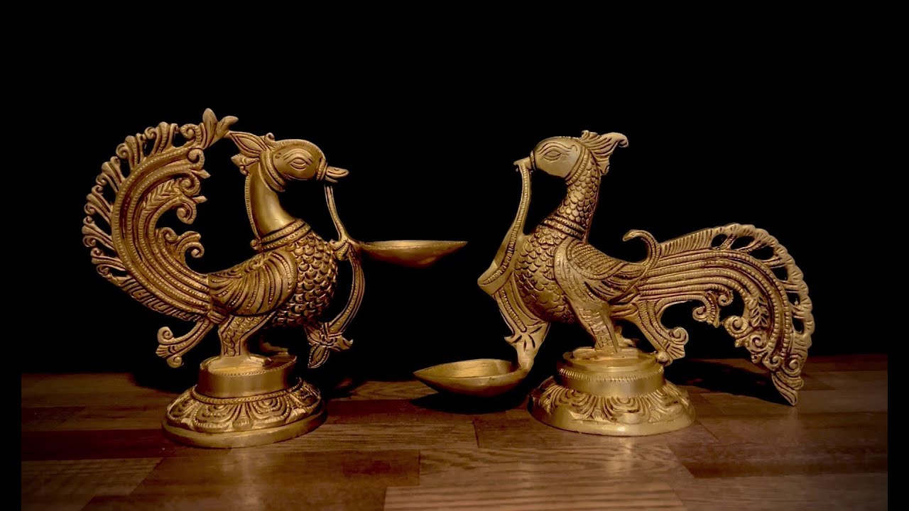 Brass Peacock Diya Deepak Lamp Pooja Display Stand Home Décor