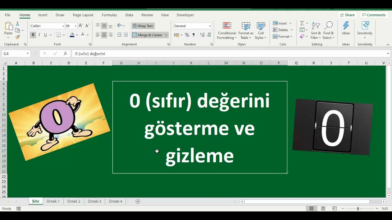 Hücredeki Sıfır Değerini Gösterme & Gizleme