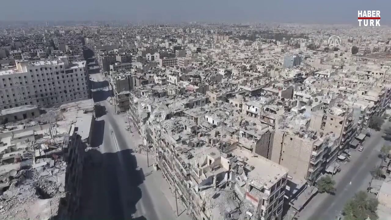 Halep'teki yıkım havadan görüntülendi