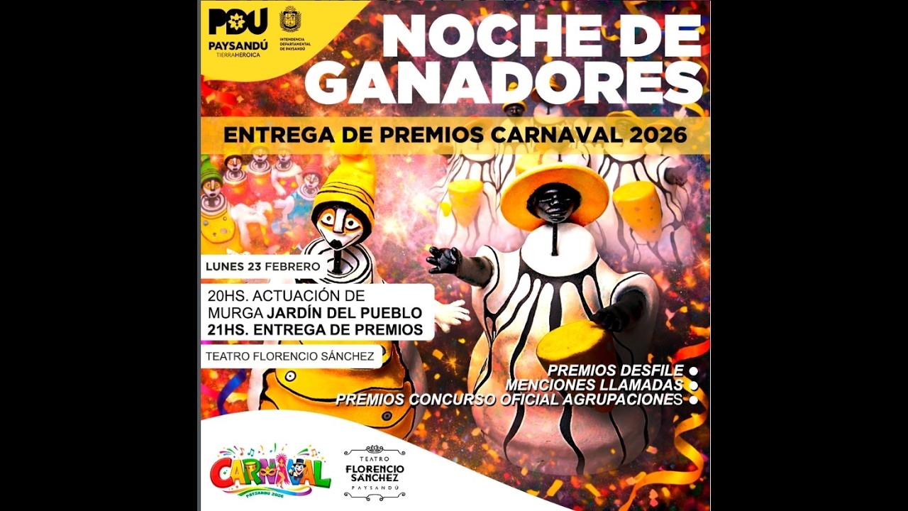 NOCHE DE GANADORES CARNAVAL 2026 - PAYSANDU