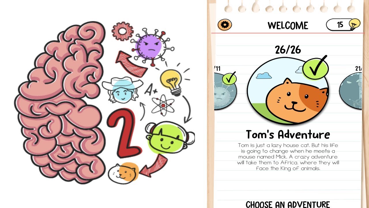 Brain Test 2: Tricky Stories TOM'S ADVENTURE Level 1-26 Walkthrough