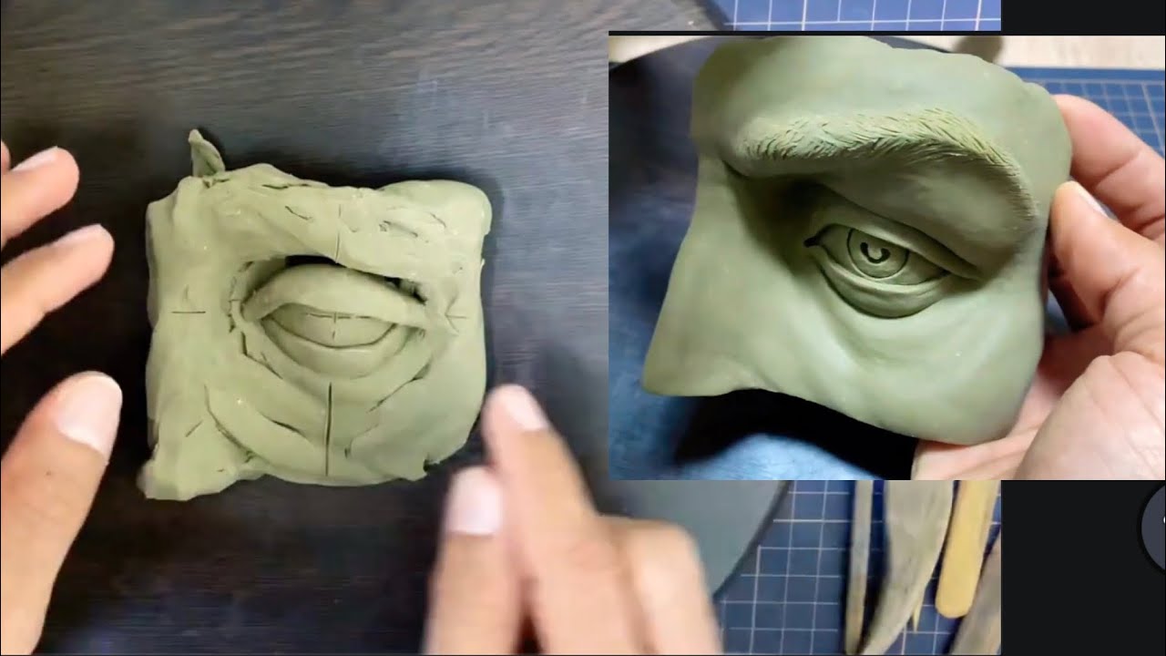 Sculpting open eyes in oil based clay (for beginners) तेल आधारित मिट्टी में खुली आँखों को तराशना