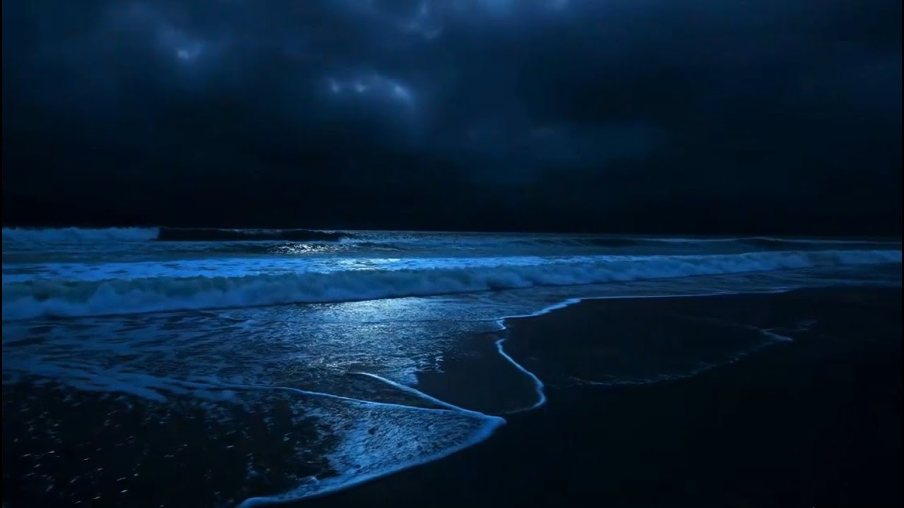 3 Hours of Deep Sleep Bioluminescent Waves: Glowing Ocean Sounds for Relaxation, No Music