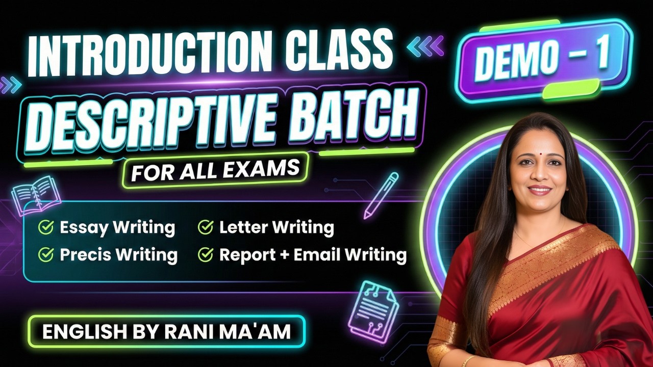 Descriptive Batch for All Exams | Demo Class - 1 | English With Rani Ma'am