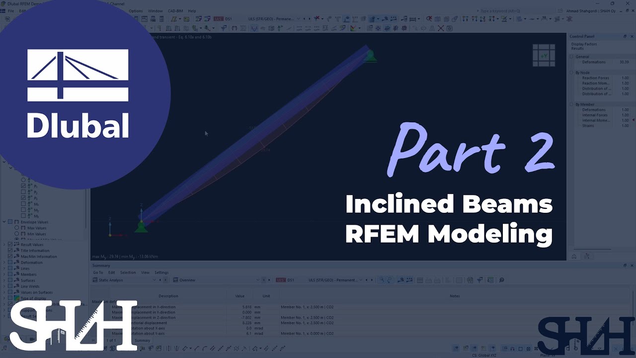 Inclined Beams RFEM Modeling and Comparison with Hand Calculations