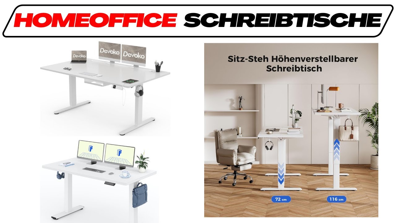 Homeoffice Schreibtische im Test Vergleich 2026 (TOP 3) 🥇 Testsieger höhenverstellbare Schreibtische