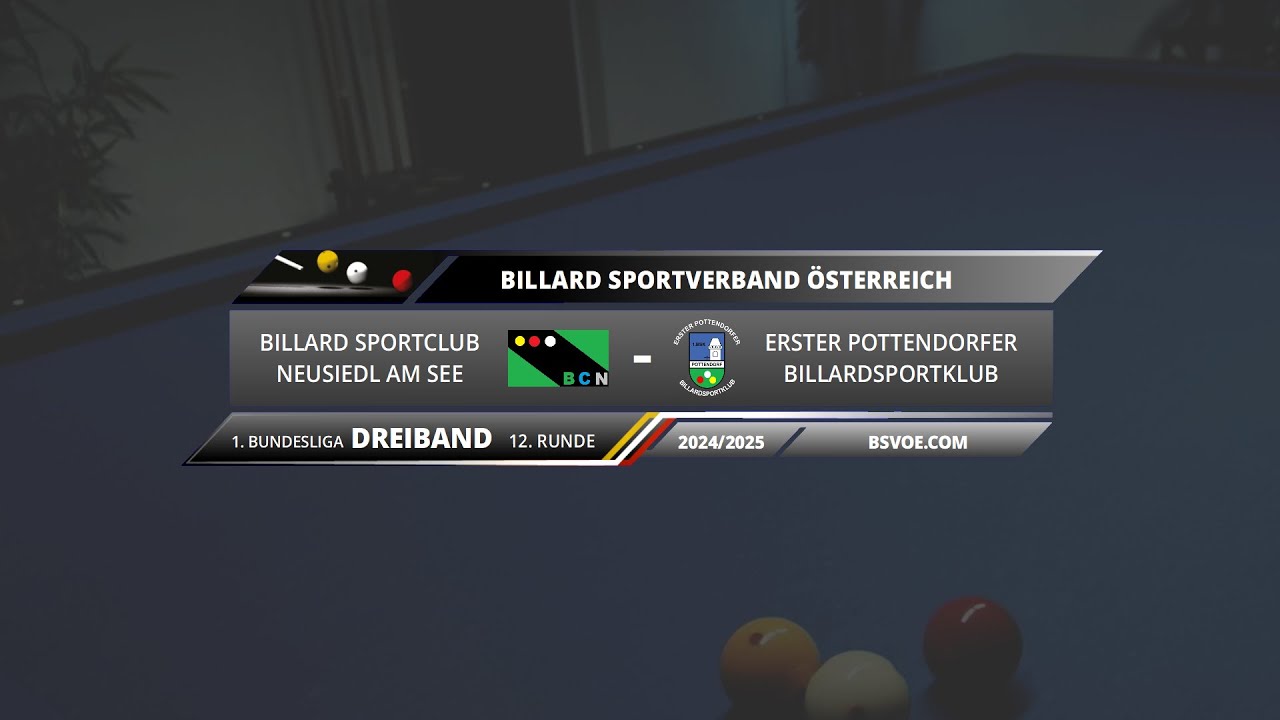 Bundesliga Dreiband 2024/25 - Billard Sportclub Neusiedl gg. Erster Pottendorfer BSK - Tisch 2