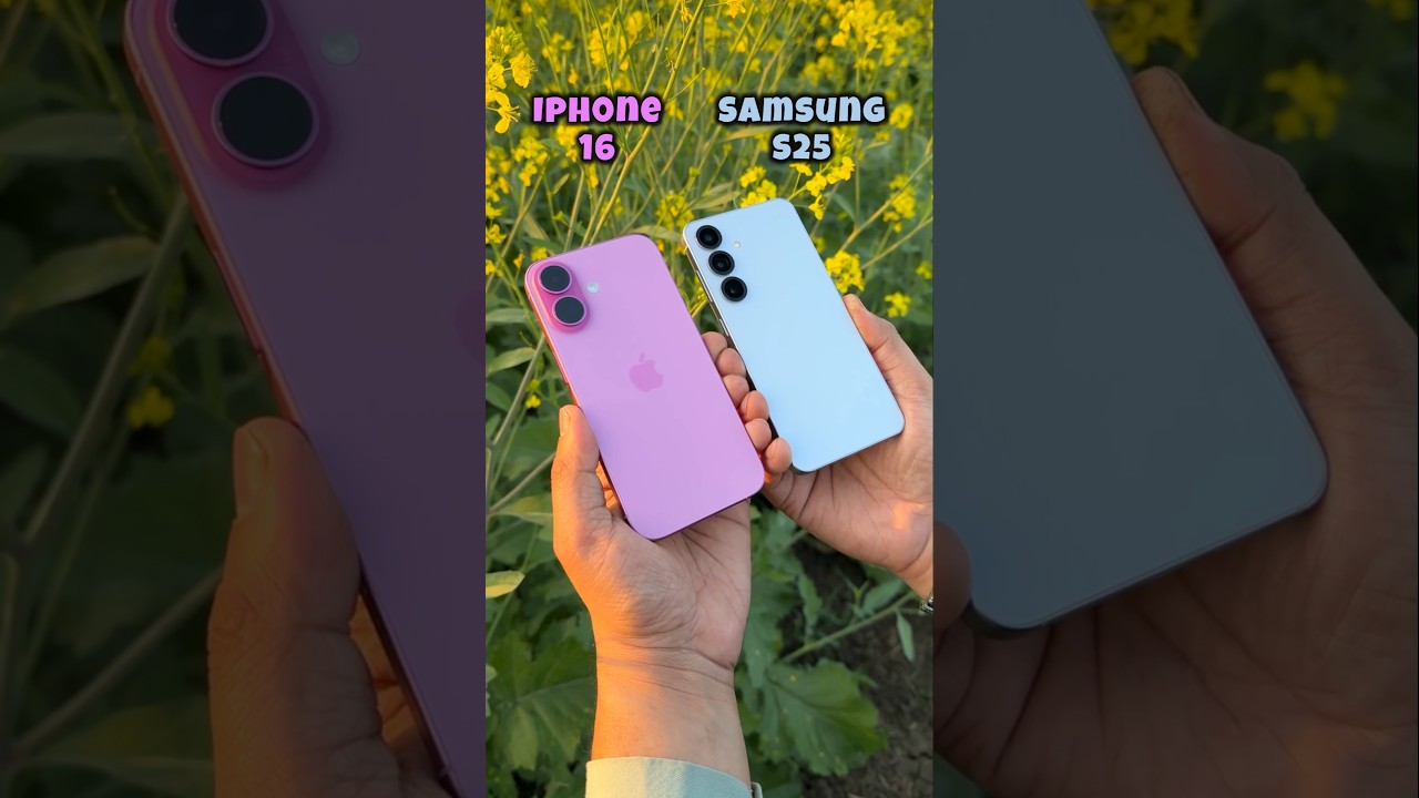 Iphone 16 Vs Samsung Galaxy S25 Design Size & Camera Test #iphone16 #s25 #trending #shorts