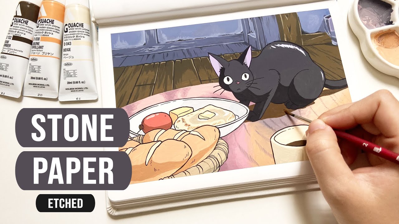 ☕️ Painting Studio Ghibli scenes + Trying Out Stone Paper