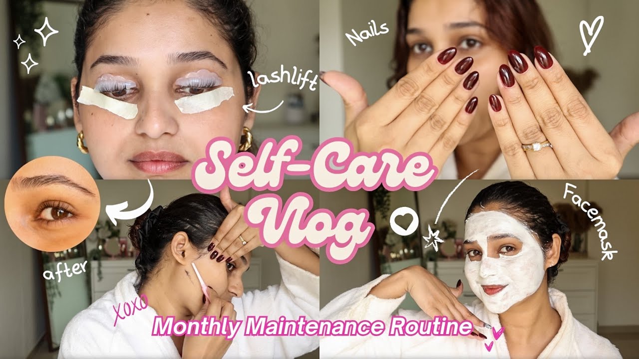 BEAUTY MAINTENANCE ROUTINE ✨: what I do at Home! | Lash lift, Face, Brows, Nails | Shruti Amin