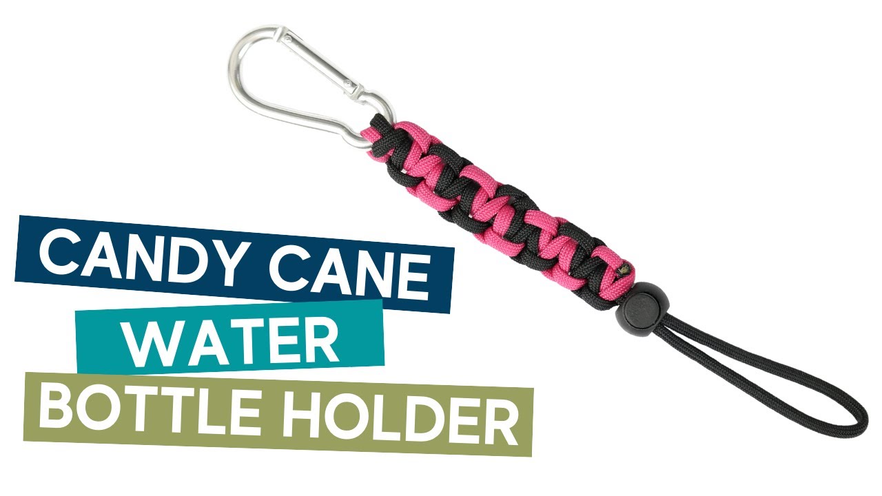HOW TO MAKE A PARACORD WATER BOTTLE LANYARD TUTORIAL //  Candy cane paracord weave