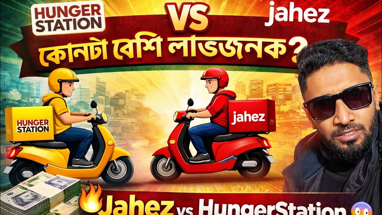  কোনটা বেশি #লাভজনক? Hunger Station নাকি Jahez? Food #Delivery Company?  #Complete Guide 2026 😍🇸🇦🖤🇧🇩