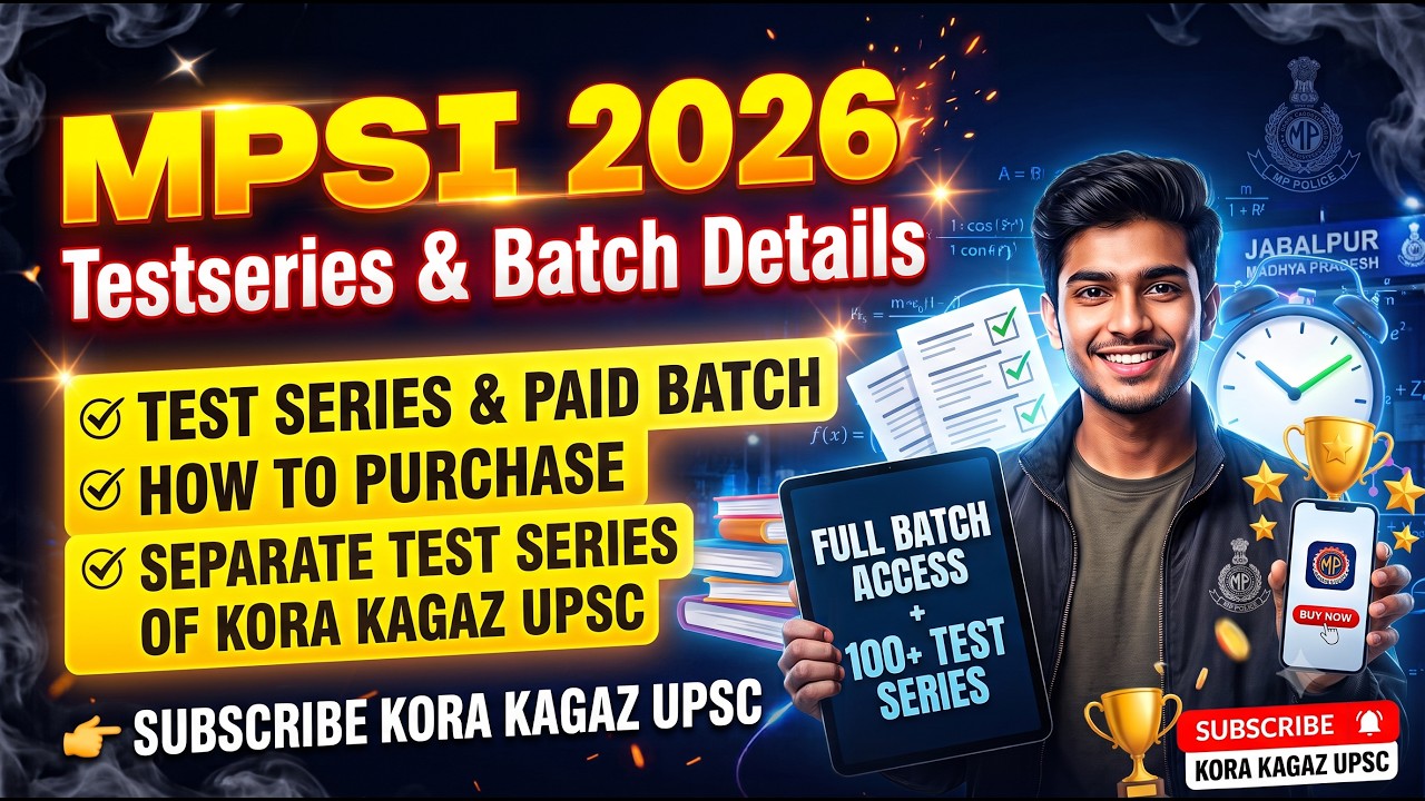 MPSI 2026 Prelims Test Series by kora kagaz UPSC | MPSI 2026 Sectional & Full Length Test & Batch!