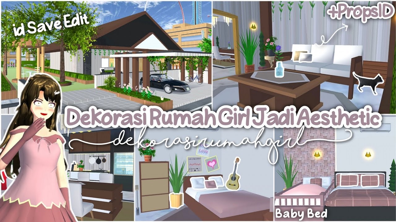 Dekorasi Rumah Girl Jadi Aesthetic + PropsID ✨🌸 : Sakura School Simulator