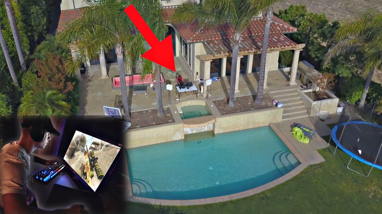 MOST INSANE GAMING SETUP EVER! *OUTSIDE BY THE POOL*