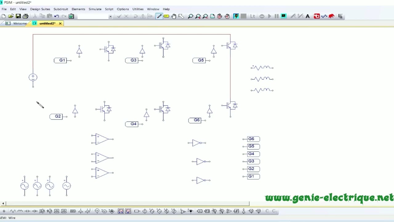 Simulation d'un onduleur triphasé ( Inverter) à commande MLI sous PSIM