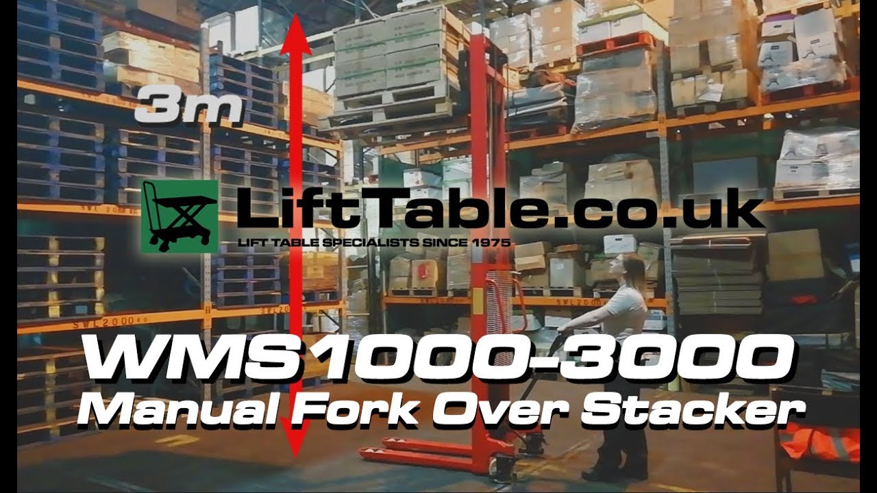 WMS1000-3000 Manual Fork Over Pallet Stacker - LiftTable
