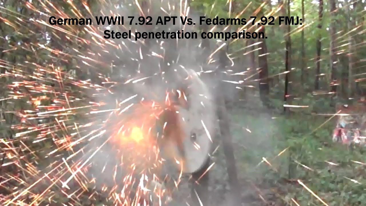 German WWII 7.92 APT Vs. Fedarms FMJ: Steel penetration comparison.
