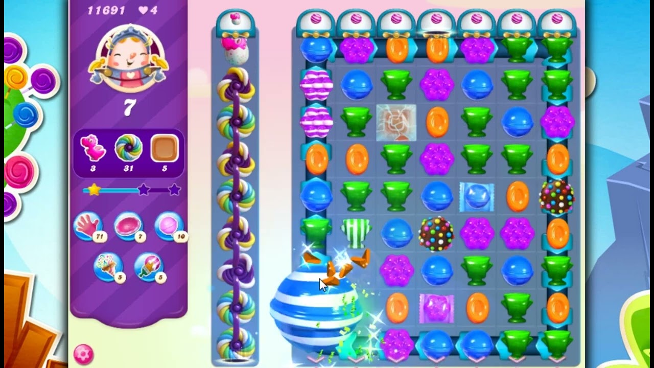 Candy Crush Saga Level 11691 - 3 Stars, 25 Moves Completed, No Boosters