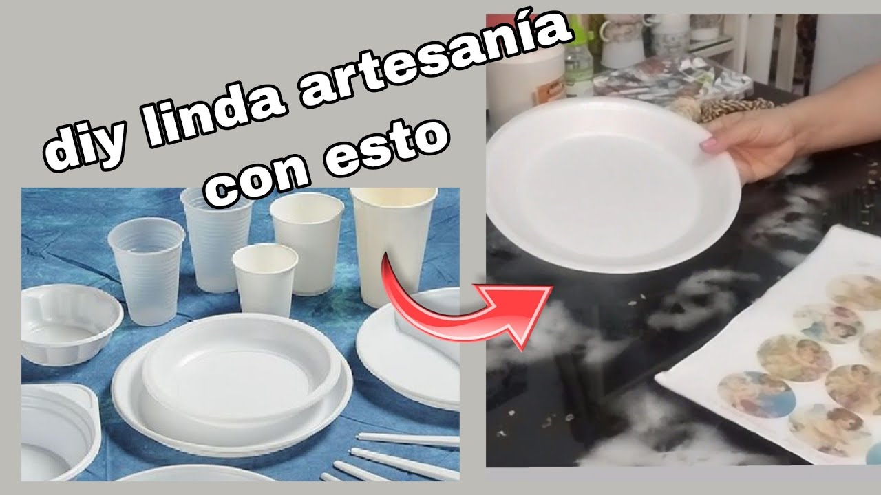Manualidades con  platos desechables .( poliestireno)🥰